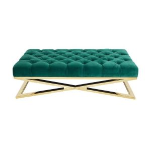 China Cross x leg uphostered stainess steel ottoman bed stool button velvet ottoman on sale