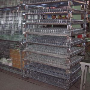 Folding Stackable Wire Mesh Pallet Cage , Warehouse Wire Mesh Storage Cage
