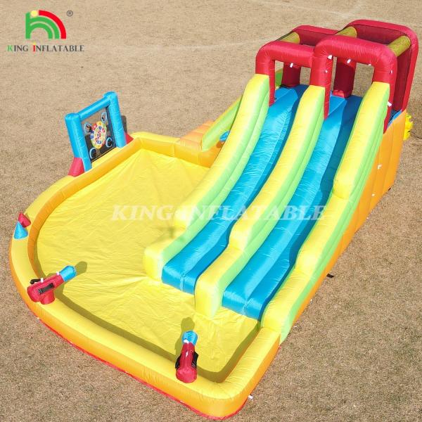 Inflatable Bouncer Combo Bounce House Double Lane Inflatable Water Slide With Water Pool Trampoline Shooting Net Basket Climbing