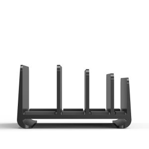 933g 38mm Thinckness Black Aluminum Alloy Vertical Laptop Stand With Rubber