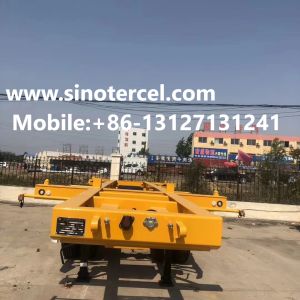 3 Axle Skeletal Type Container Semi Trailer Yellow Excellent Load Bearing