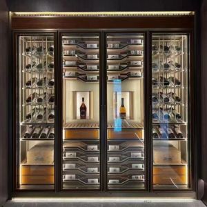 Custom Metal Wine Cabinets And Wine Rack Shelf With Cooler