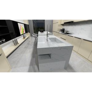 Straight Edge Gray Quartz Countertops 3200x1600mm Quartz Looks Like Marble