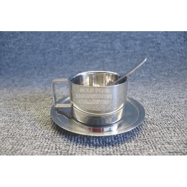Quality Lead Free No Cadmium Metal Steel Antique Coffee Cup Set With Spoon And Dish wholesale