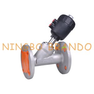 China Y Type Plastic Head Pneumatic Flanged Angle Seat Valve 1.5'' DN40 PN16 on sale