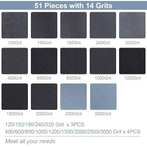 China 51 Pack 9*3.6 Inch P120 - P10000 Silicon Carbide Sandpaper For Wood Furniture on sale