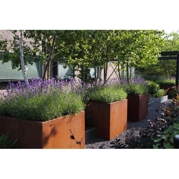 Modern Metal Garden Pot Cube Size Corten Steel Square Planter With Leg
