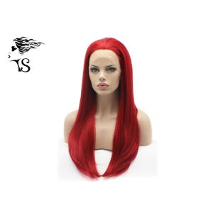 Straight Synthetic Bright Red Lace Front Wig , Colored Long Lace Front Wigs