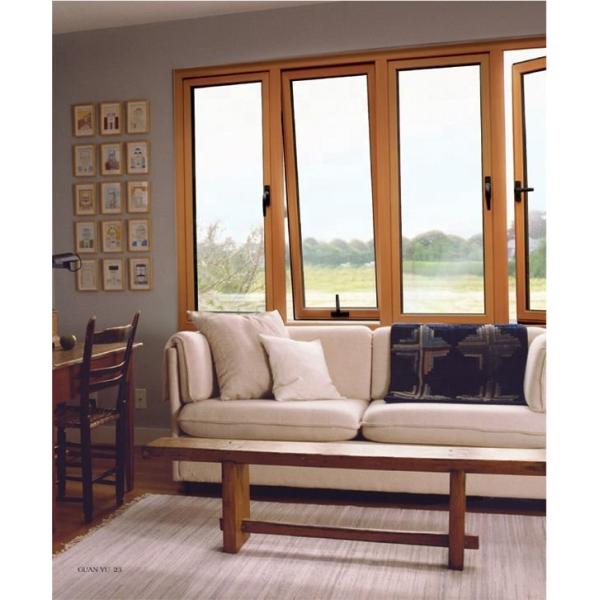 Quality Soundproof Tempered Aluminium Frame Glass Window 60cm With Wood Grain wholesale