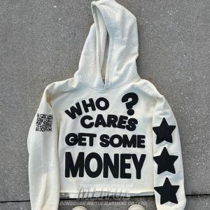 China Rhinestone Pullover Hoodie Puff Printing Oversized Drop Shoulder Hoodie 500 Gsm on sale