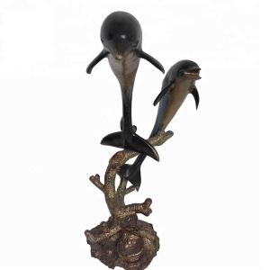 20cm Cast Iron Abstract Metal Dolphin Statue Home Decor SGS Certified