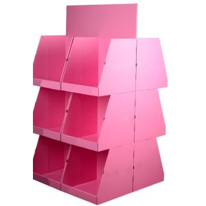 Pink KT Recyclable Wine Cardboard Display Stands Varnishing Coating