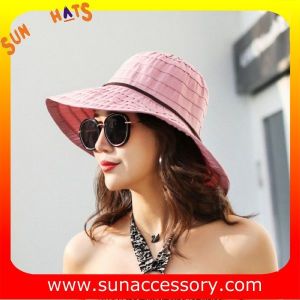Cheap AK17594 fashion polyester braid foldable summer straw hats for womens in stock , promotion cheap hats . for sale