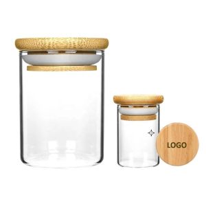 High Temperature Resistance Borosilicate Glass Jar with Wood Suction Lid
