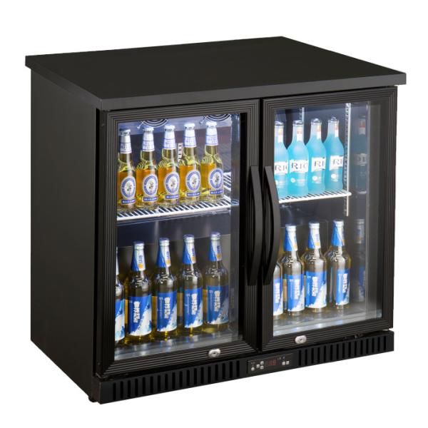 Quality Bottom Back Mount Bar Drink Cooler , 2 Door Glass Bar Fridge With PVC Coating Shelf wholesale