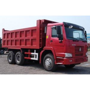 Howo A7 diesel tipper dump truck A7W cabin with 12R20 tires red color and heavy