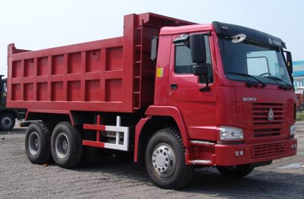 Howo A7 diesel tipper dump truck A7W cabin with 12R20 tires red color and heavy