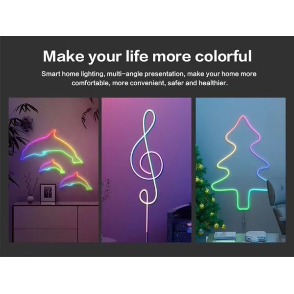 Custom 16.4FT LED Neon Flex Light Flex Music Sync RGB App Control Wi-Fi For Gaming Room