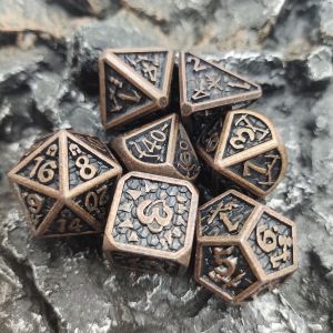 Edge Resin Dice7 Piece Dice set Polyhedral Hand Carved Black Cuprum Polyhedral