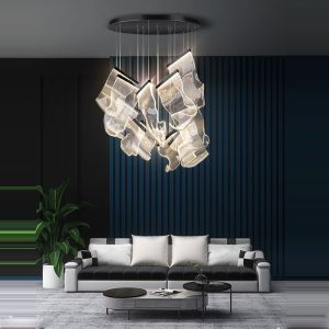 LED Postmodern Silver Love Paper Designer Stairs Staircase Chandelier Lighting