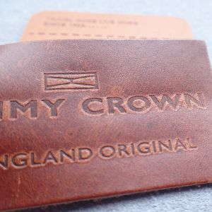 China Sustainable One Side Fold OEKO Embossed Leather Patches on sale