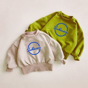 French Terry Fabric Warm Pullover Sweatshirt For Kids With 2 Colors