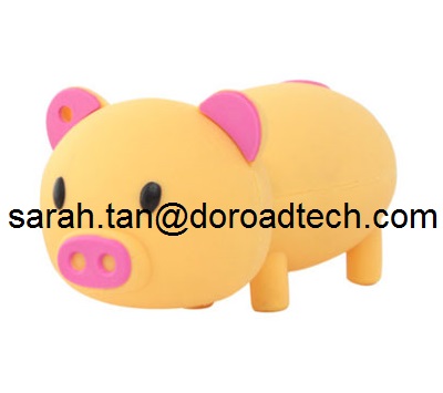 Custom Cartoon PVC Cute Pig USB Pen Drive, Hot Sale Gift USB Memory Sticks