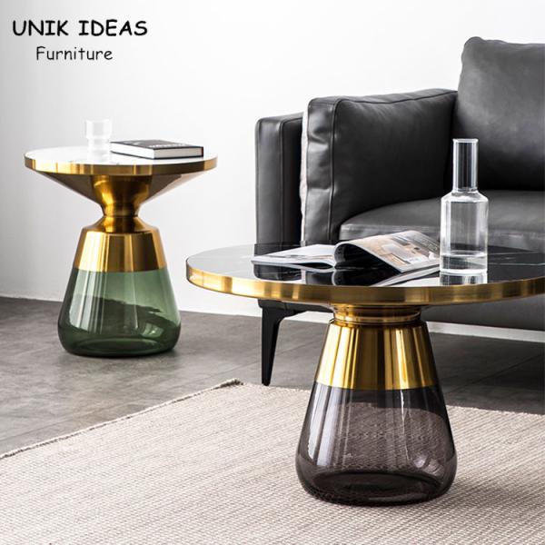 Quality 75x47CM Luxury Center Tables Round Bell Nesting Coffee Table Black Glass Base wholesale