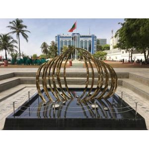 Interactive LED Lamp Marble Floor Water Dancing Fountain