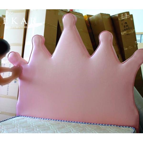 Crown Shaped Headboard High Fabric Bed For Girl