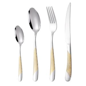 Star Diamond Stainless Steel Flatware Sets Luxurious Embossed Pattern