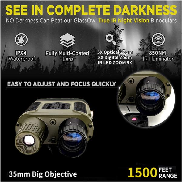 3.5-7x31 Zoom HD Night Vision Hunting Scope Binoculars With SD Card 32G