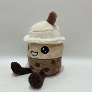 5.5 Inch Plush Bubble Tea W/Recording and Moving Function in Brwon and White