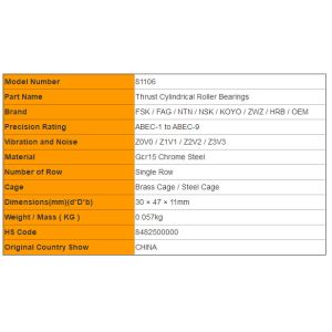 Abrasion Resistance Axial Thrust Roller Bearings Single Row