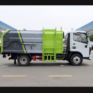 4x2 6 Wheels 6 CBM Compactor Garbage Truck With Sidecar Hitch Bucket for City