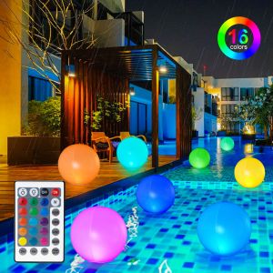 IR Remote Controlled LED Solar Inflatable Ball Cordless Pool Floating Garden