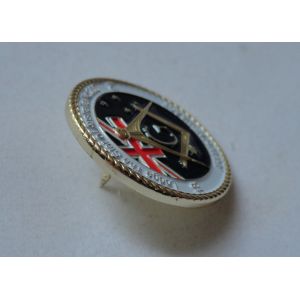 3D Brass Stamping AF & AM Lapel Pin, Rope Edge Soft Enamel Pin with Gold Plating