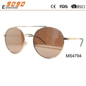 China Sunglasses with mirrored metal frame, new fashionable designer style, UV 400 Protection Lens on sale