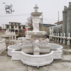 White Natural Stone Marble 3 Tier Water Fountain Limestone Outdoor Garden