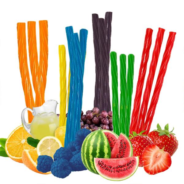 Fruity Flavored Sour Patch Candy Custom Strawberry Sour Straws Jam Filled Twist