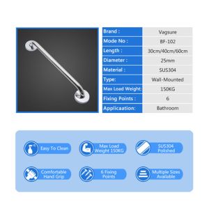 Easy Clean Bathroom Fixtures And Fittings / Polished Bathroom Grab Rails Max