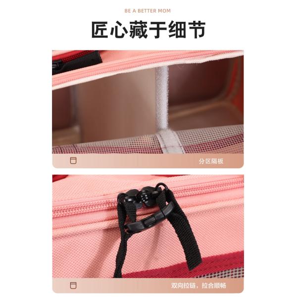 Trolley 210D Polyester Four-Wheeled Box for Two Fat Cats Portable Foldable Pet Travel Bag