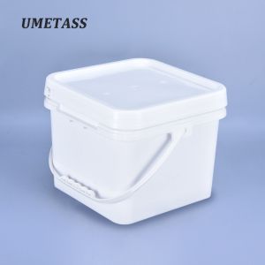8L Thickened White Transparent Large Square Plastic Bucket Container With Lids