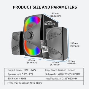 USB/SD/FM/BT/Remote Control Speaker Active Surround Audio Subwoofer with LED