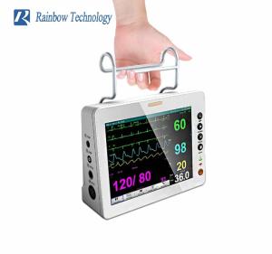 Cheap ISO Wall Mounted Portable Patient Monitor Multiparameter 8In With Audio Visual Alarm for sale