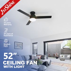 Low Ceiling Black MDF Blades Ceiling Fan with Remote Control and 1450lm Luminous