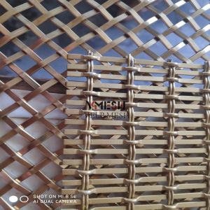 China Custom Antique Brass Finish 1.5mm Stainless Steel Crimped Mesh For Luxury Interiors on sale