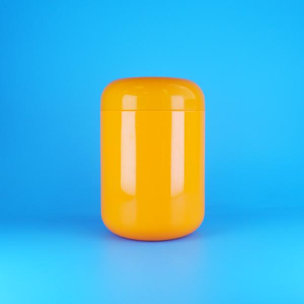 Quality Airtight Orange Round Shape Plastic PET Cookies Cotton Candy Jars Screw Orange Cap wholesale