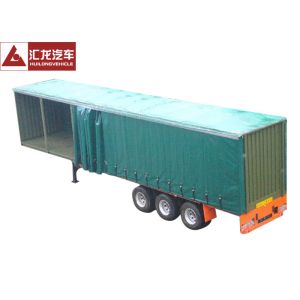 China Leaf Spring Curtain Side Trailer , PVC Cover Soft Side Semi Trailer Submerged ARC Welding on sale