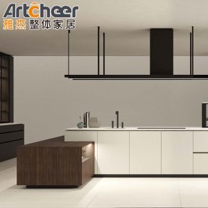 Mail Packing N Kitchen Cabinet with Wood Unit Wall Cabinet and Island in White